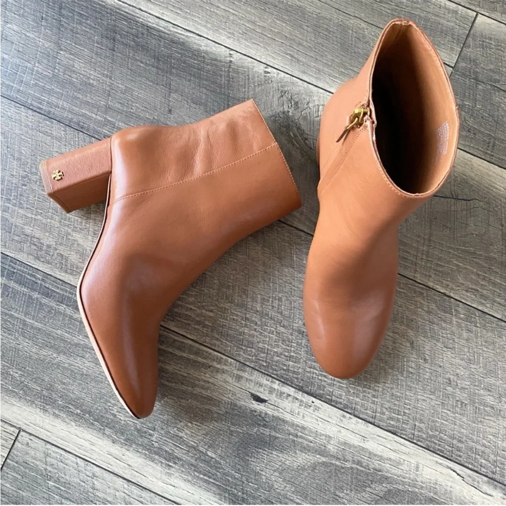 NWT Tory Burch Brooke Tan Camel Ankle Booties Leather Classic Size 11